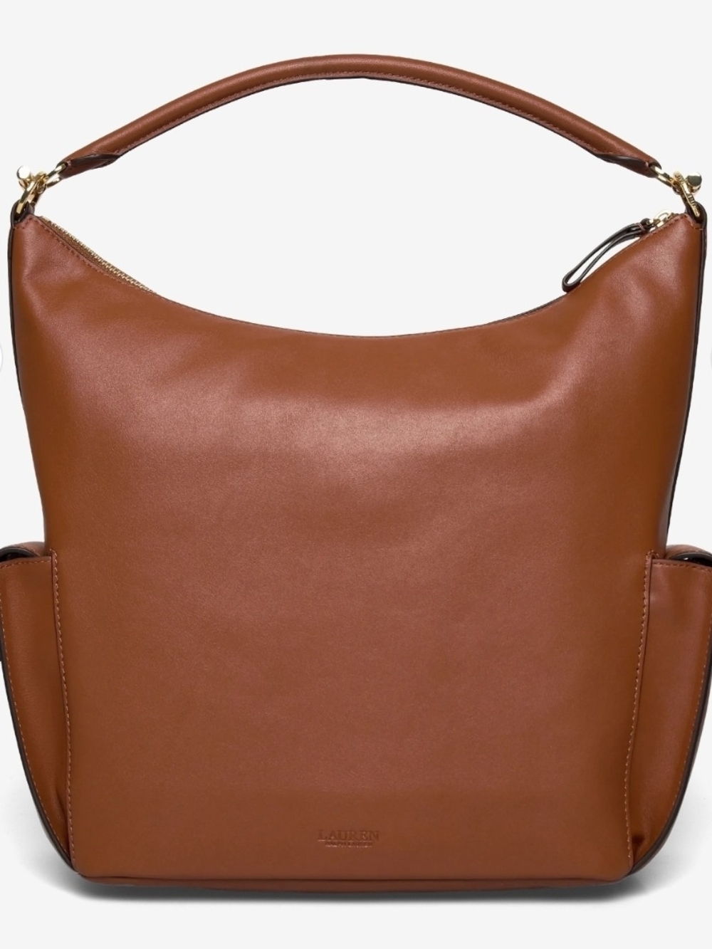 Lauren Ralph Lauren Cognac Leather Shoulder Hobo